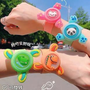 Flash Rotating Bracelet Anti-Bite Repellent Watch Cartoon Luminous Snap Ring Flash Repellent Gyro Toy Bracelet for Kidsren