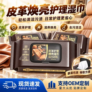 汽车内饰清洁镀膜湿巾车用皮革座椅专用强力去污渍擦车跨境出口