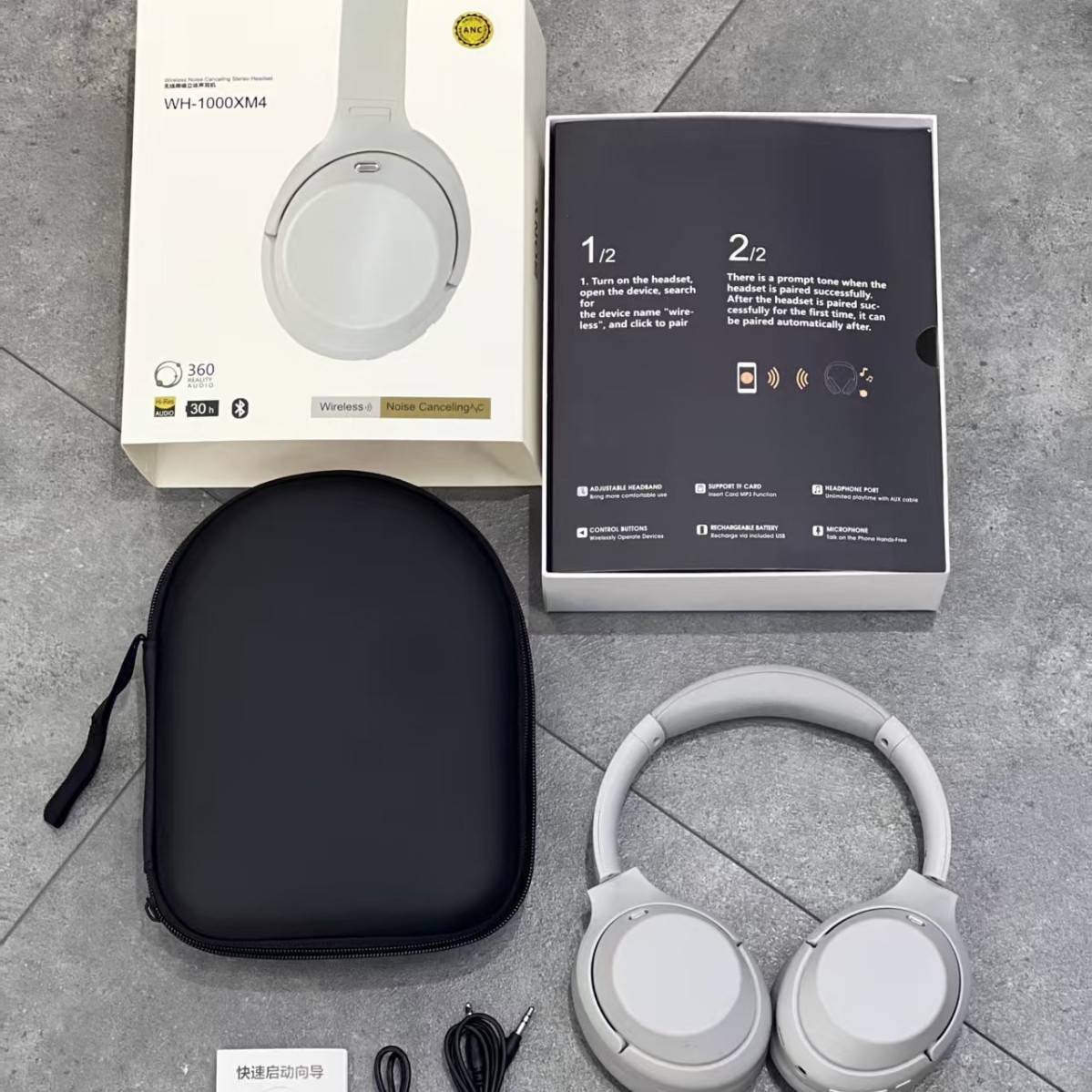 Nuevo auricular Bluetooth inalámbrico con reducción de ruido activa XM4ANC con bolsa de cuero, auricular con reducción de ruido de llamada con logotipo