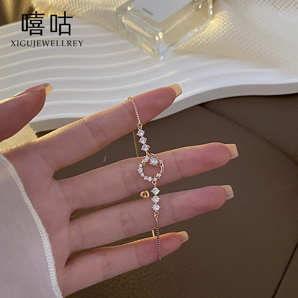 H0145 S925 Серебро Планета Zircon браслет звезда тянущий новый аксессуар для рук темперамент ниша премиум