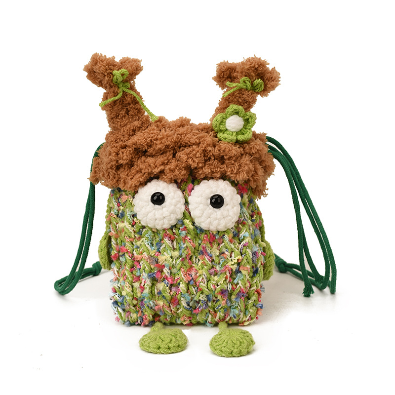 Cartoon cute little monstruos bolsas de niños extrañas bolsas de cambio de niños otoño y invierno ganchillo bolsas de hombro para bebés