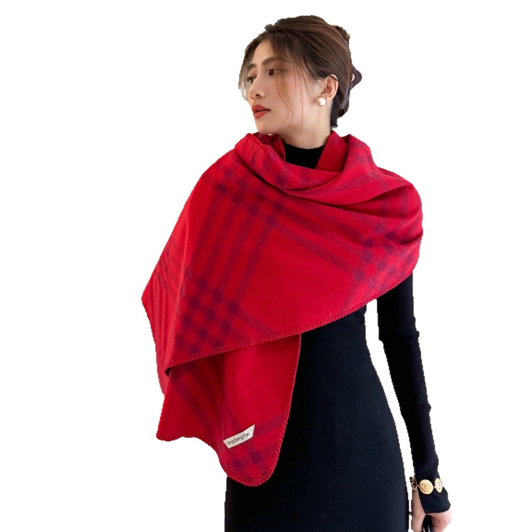 Klassischer Karierter Damenschal, Dickes Winter Cape Als Umhang_voghion.com