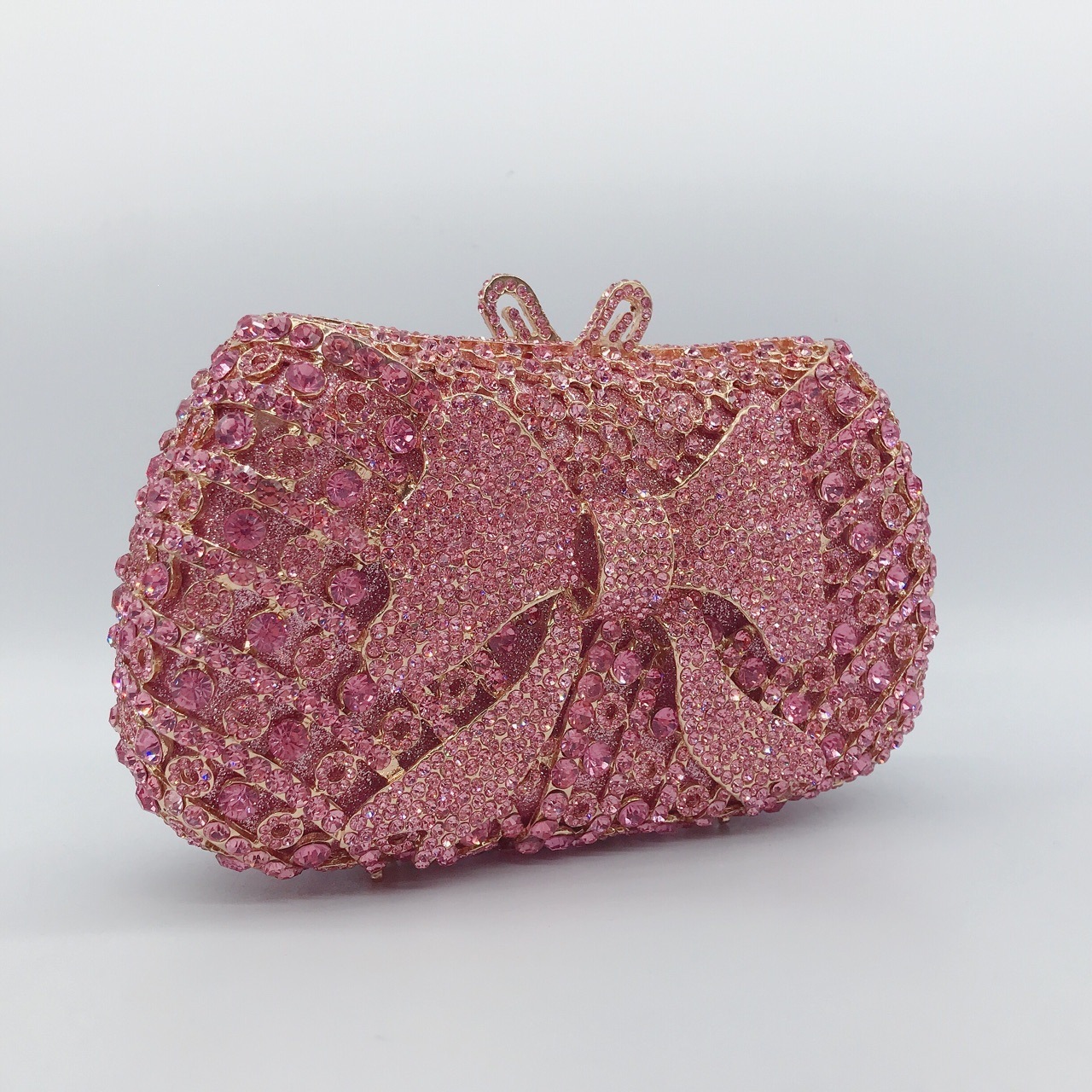 Metal hueco arco con diamantes bolsa de cena transfronteriza bolsa de mujer cadena bolsa de embrague duro