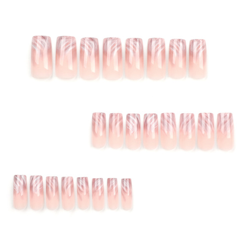 法式晕染渐变穿戴甲中长款可拆卸美甲24片盒装成品甲片穿戴假指甲