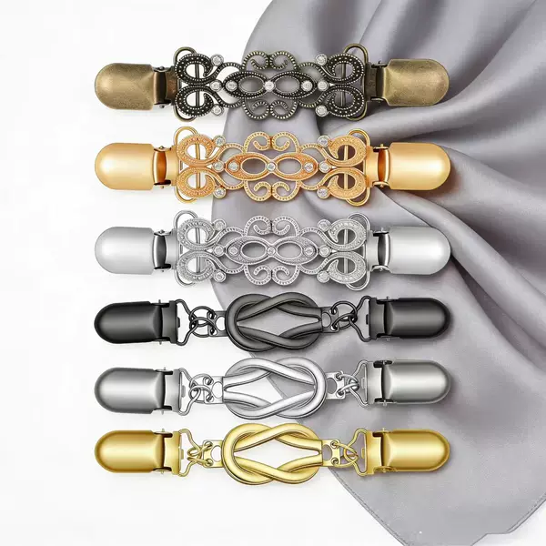 Cross-Border Amazon Exclusive Vintage Rhinestone Sweater Clip, Women's Silk Scarf Brooch, Detachable Collar Scarf Alloy