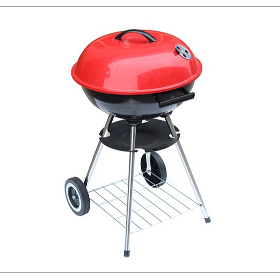 Fábrica de producción de 17 pulgadas de cuatro patas estufa de manzana Parrilla de barbacoa redonda con ruedas Parrilla de barbacoa simple conveniente fácil