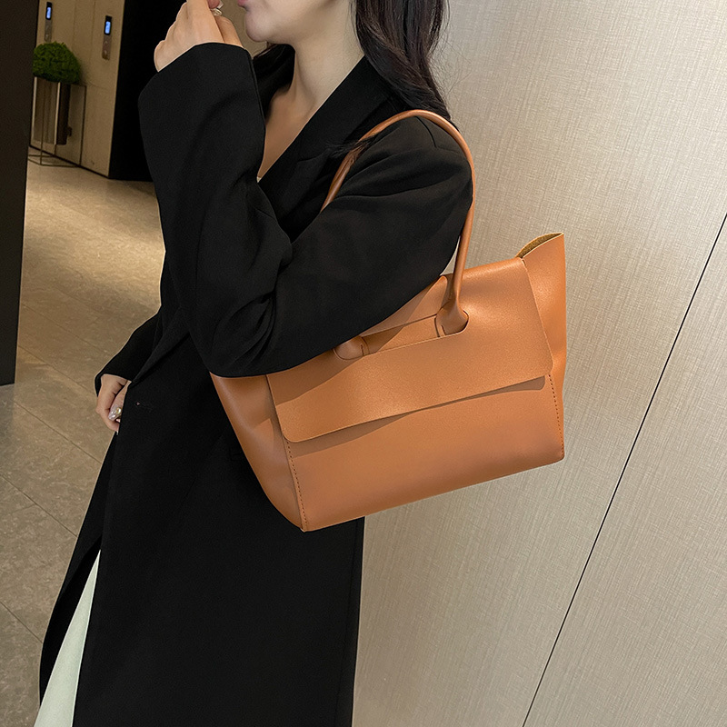 2024 Donna Nuovo Lare Capacità Alta Qualità Texture Semplice Tempo Libero Colore Solido PU Versatile Trendy Portatile Ascellare_voghion.com