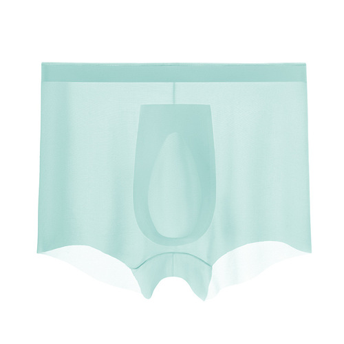 Summer Ice Silk Men's Briefs Molded Seamless Four-Point Pajama Bottoms Thin Men's Athletic Breathable Straight Shorts Wholesale