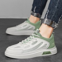 Leisure board shoes, student and youth mesh men's shoes, new breathable and trendy shoes for summer 2024, men's flat bottomed small white shoes