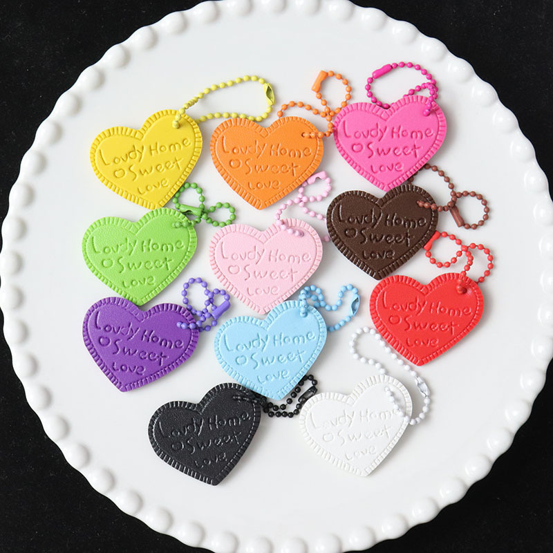 Korean-style English lettering imitation leather chain love card jewelry key chain pendant diy handmade material accessories