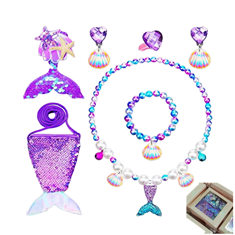 Fashion Fish Tail Resin Beaded Girlu0027S Pendant Necklace 1 Set