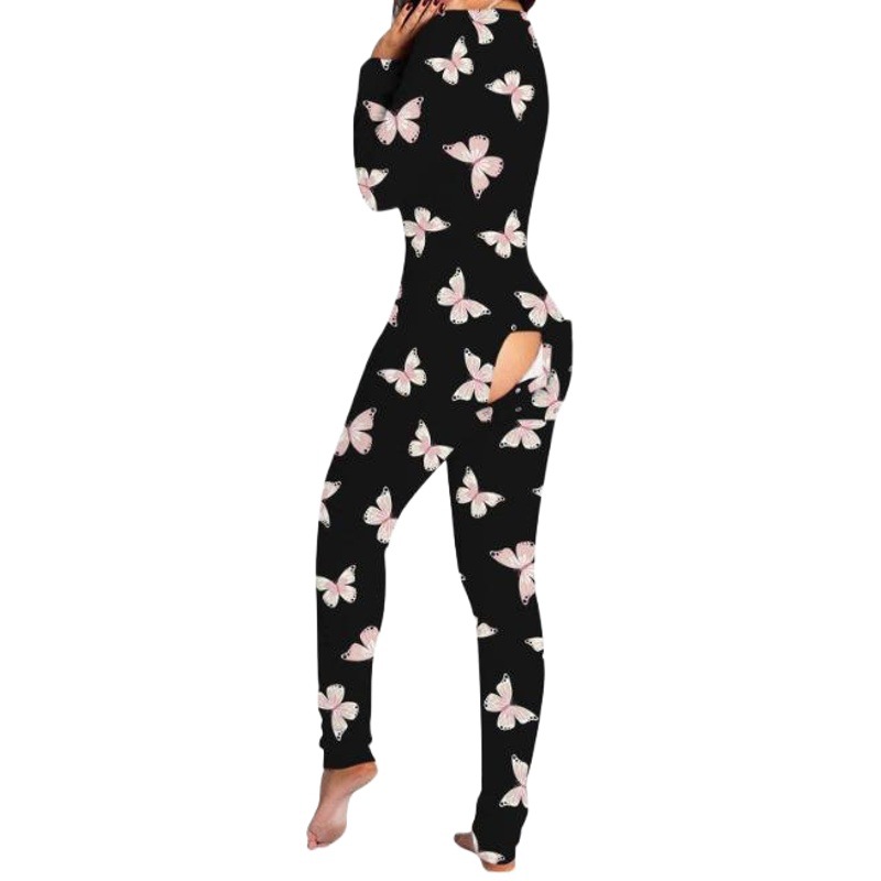 2021 estación independiente Amazon nuevo mono botón impreso botón funcional Flip pijamas para adultos