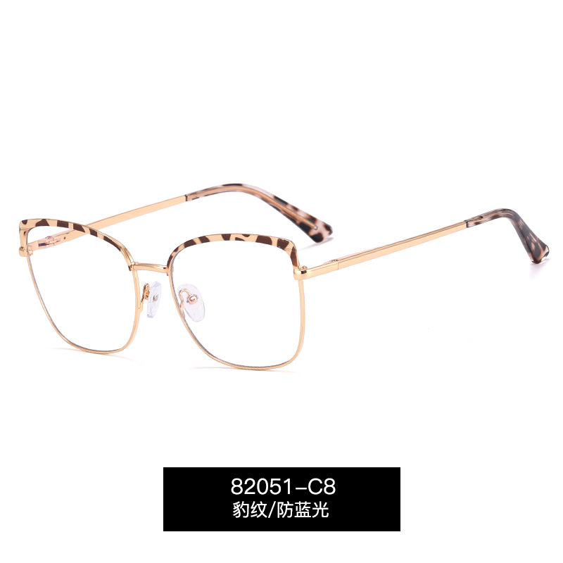82051 artístico retro gafas de miopía marco hombres y mujeres gafas lisas caja de metal anti-azul gafas de luz con gafas de miopía