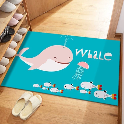 Avtomobil döşəmə paspasları — Cartoon Door Mat for - crystal-velvet-cartoon-entrance-door-mat-small-whale-and-a-group-of-fish-4060cm