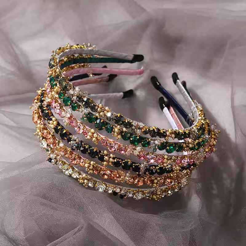 Simple Style Solid Color Iron Inlay Rhinestones Hair Band