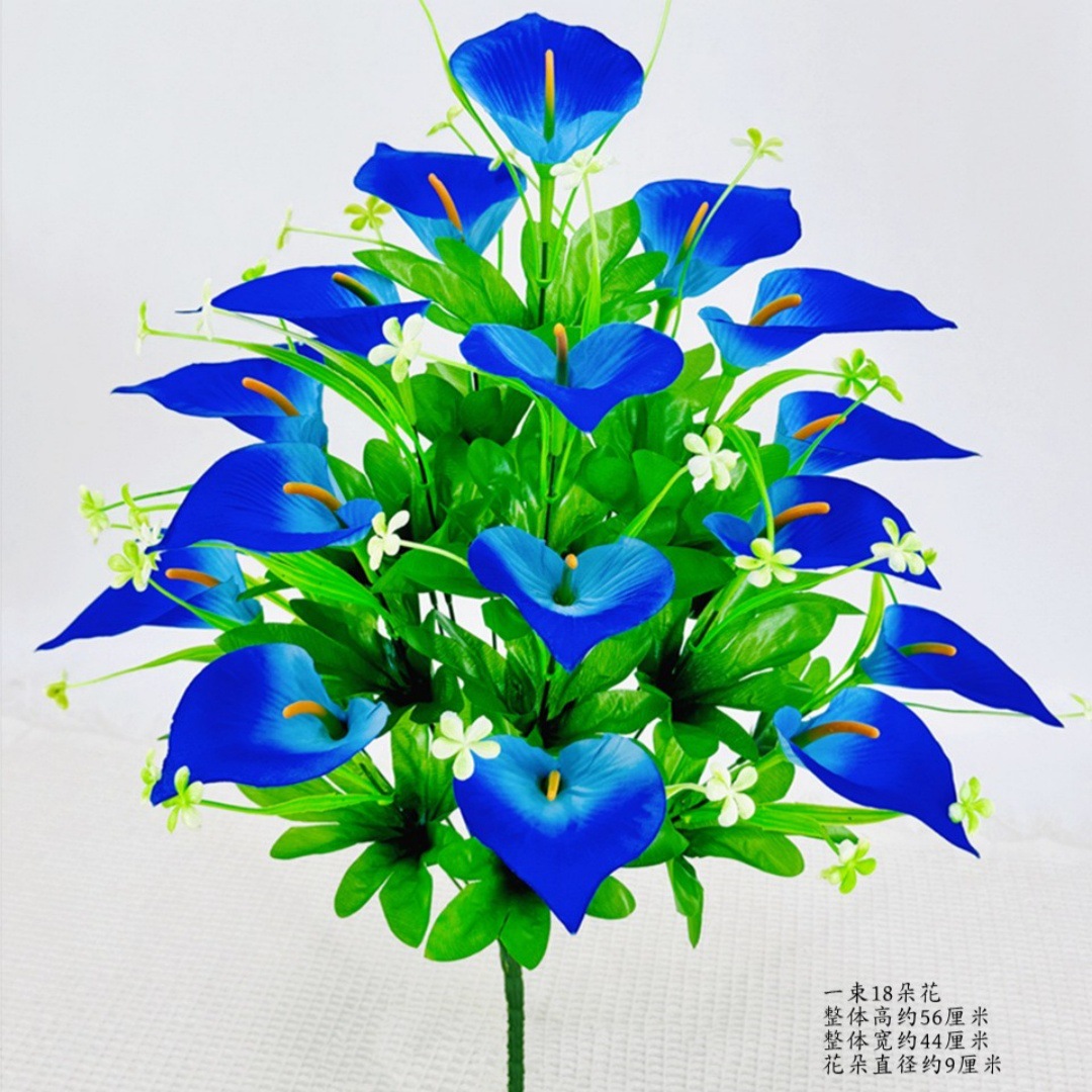 18 heads matte cloth calla lily bright blue