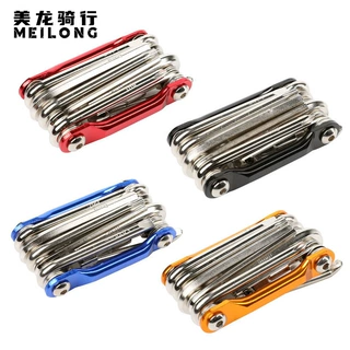美龙彩色铝合金组合工具山地自行车修车维修工具带截链器修车套装