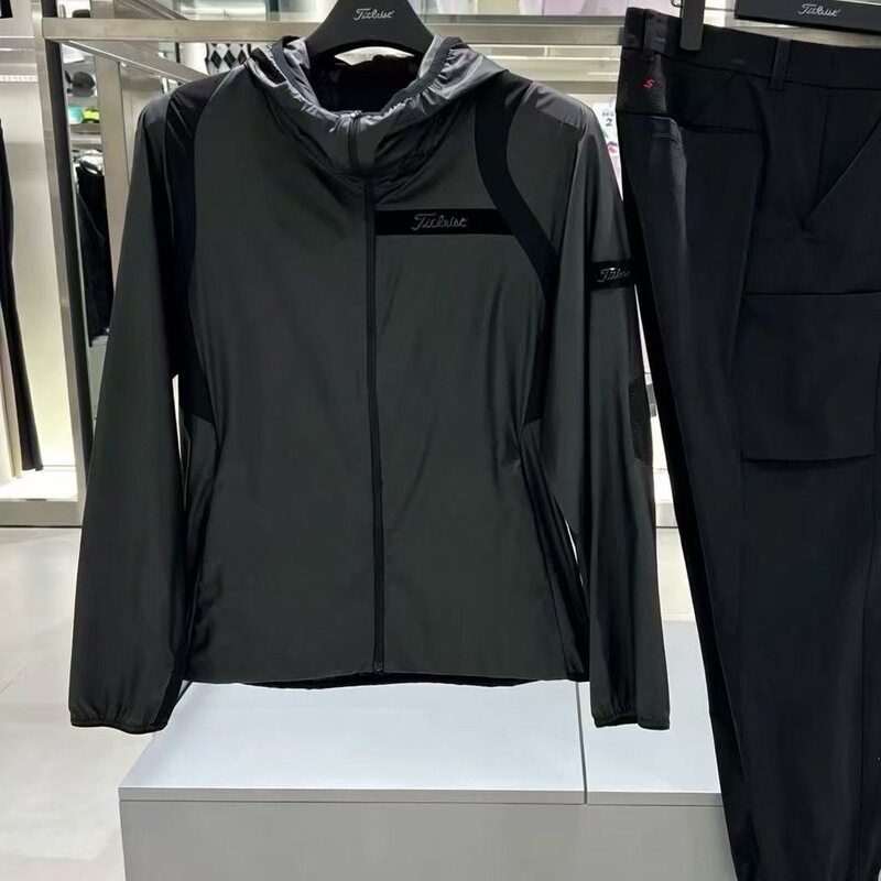 Men's Hooded Zipper Jacket Windbreaker Golf Spring and Summer Jacket Bamboo Fiber Sun Protection Golf Summer