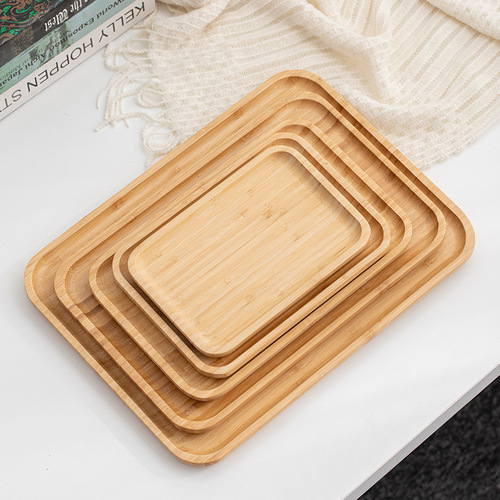 Bamboo hotel tray household snack plate barbecue plate salad plate wooden tableware tea tray dining plate fruit plate
