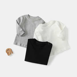 婴儿衣服春秋衣宝宝长袖T恤婴幼儿打底衫女童秋装圆领肩扣上衣