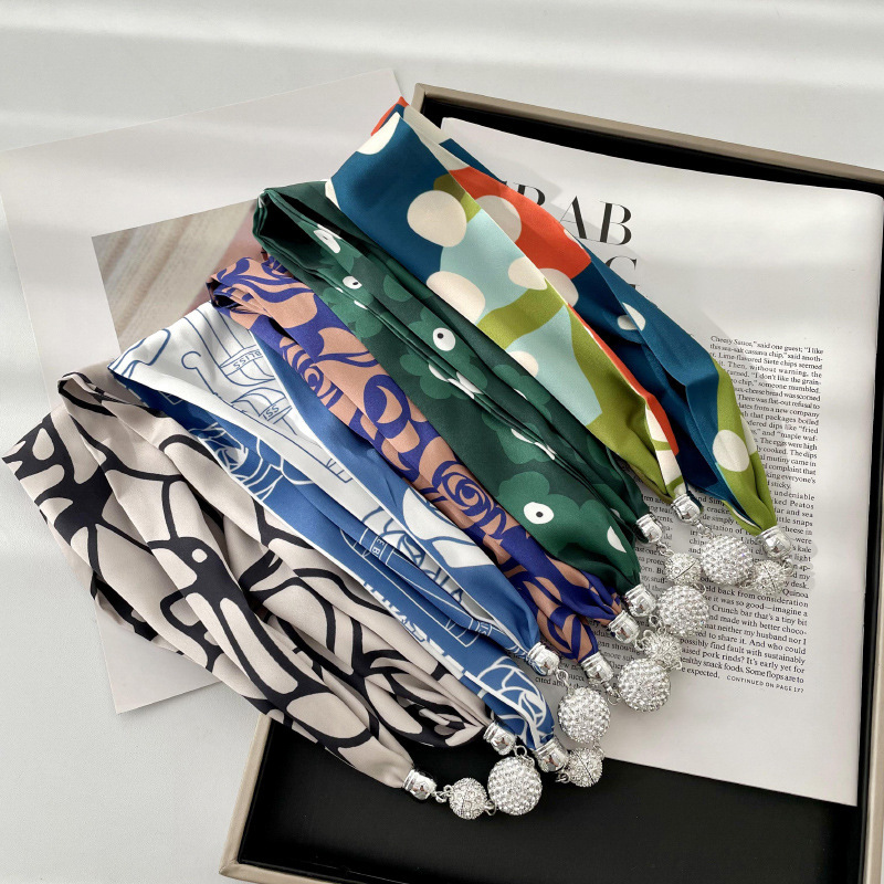 Nueva hebilla magnética bufanda collar accesorios para el cuello bufanda perezosa bufanda multiusos bufanda de alto grado correa para la muñeca perezosa bufanda banda para el cabello