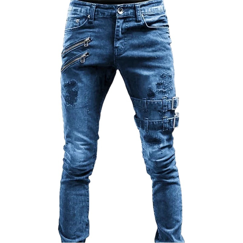 2022 cross-border exclusive for European and American new motorcycle personality popular Amazon wish exclusive for stretch skinny jeans