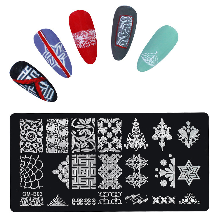 Nail Art Impresión Plantilla Stickers Esmalte de uñas estereoscópico Plantilla Diy Seal Placa de impresión Herramienta de transferencia