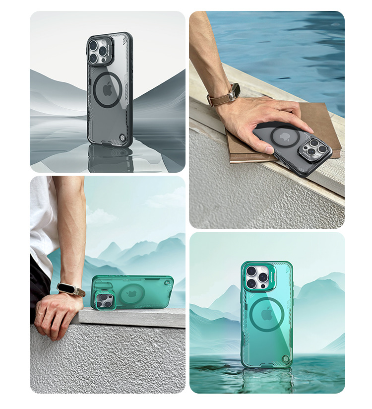 Giá đỡ ống kính chụp từ tính trong suốt cho iPhone 16 Pro Max NILLKIN — Bingkong PROP [mô hình từ tính bao phủ] màu đen, Bingkong PROP [mô hình từ tính bao phủ] màu xanh lá cây, Bingkong PROP [Gọng kính hút từ tính] màu đen, Bingkong PROP [Gọng kính hút từ tính] Màu xanh lá cây chi tiết 4