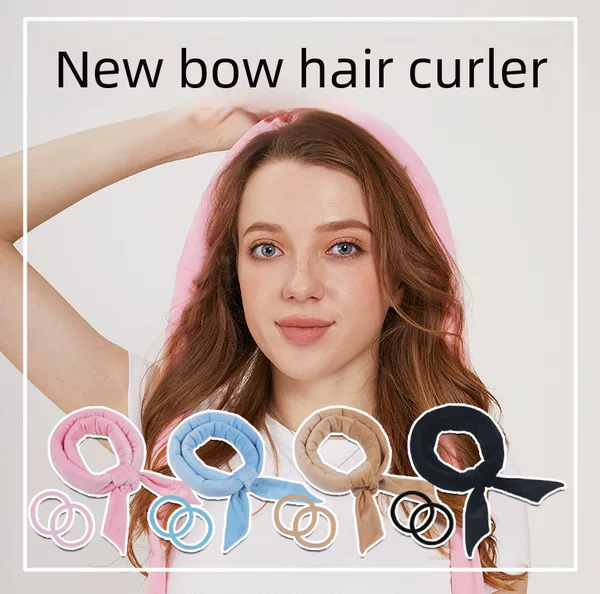 Cross-border manufacturers sleep bow hair curler silk cotton large wave crystal flannel towel ring non-hot hair curler OP