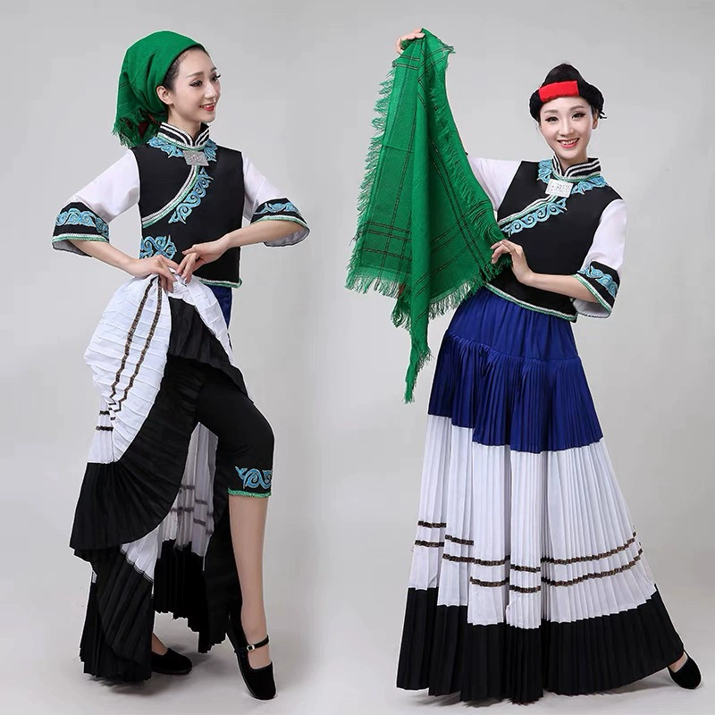 Костюм для танцевального представления The 10th Lotus Award Yi Minority, женская детская юбка-качели для фестиваля факелов