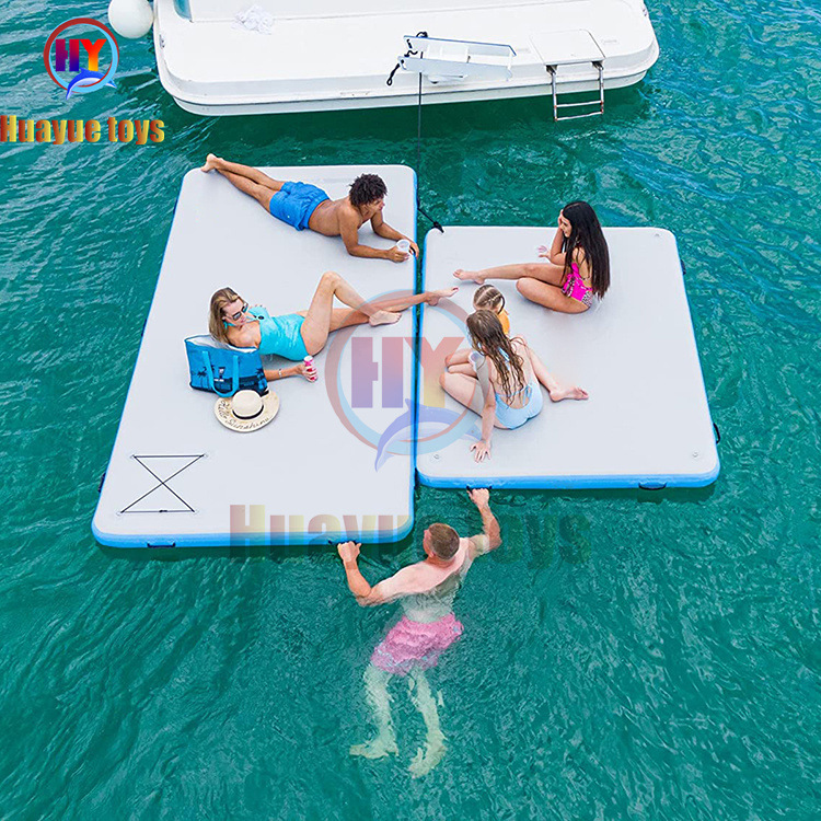 Water Inflatable Platform Non-Slip Wood Grain Eva Floating Platform Floating Bed Sea Yacht Supporting Leisure Inflatable Dock