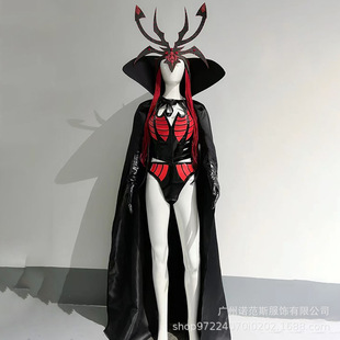 Halloween cospaly spider costume design stand collar shawl coat party costume women's bar disco