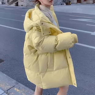 Milk Yellow Cotton-padded Coat Women's 2024 Winter New Korean-style Short Thickened Cotton-padded Coat All-match Student Bread Coat Black