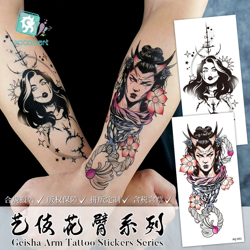 New cross-border waterproof tattoo stickers for arms, sexy European and American style temporary black tattoos for arms, back, and legs