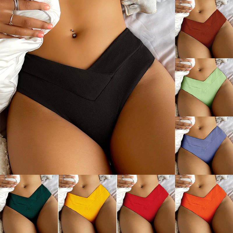 2024 New Amazon High-Waisted Women's Triangular One-Piece Black Swim Trunks European and American Hot Spring Bikini Bottom