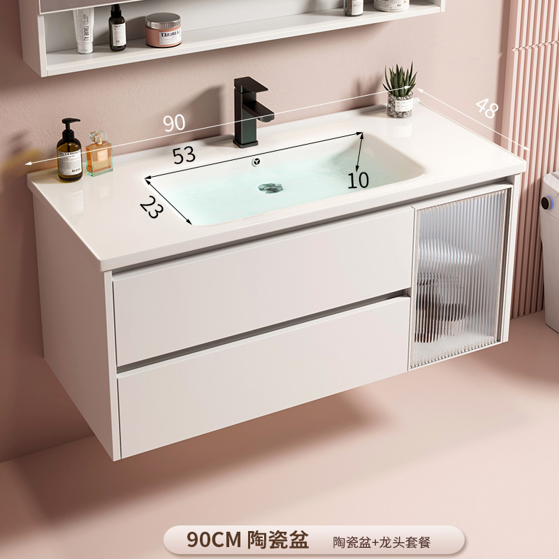 Gabinete de baño de placa de roca de aluminio de espacio moderno con gabinete de espejo inteligente combinación de gabinete de lavabo de baño