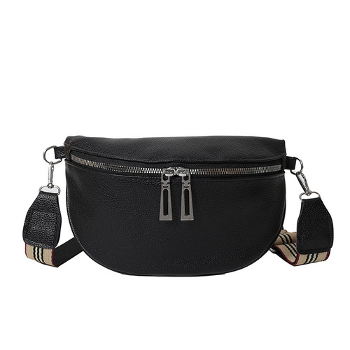 Fashion Women's Solid Color Commute Single Shoulder Crossbody Bag Wide Strap Simple Casual Phone Waist Bag