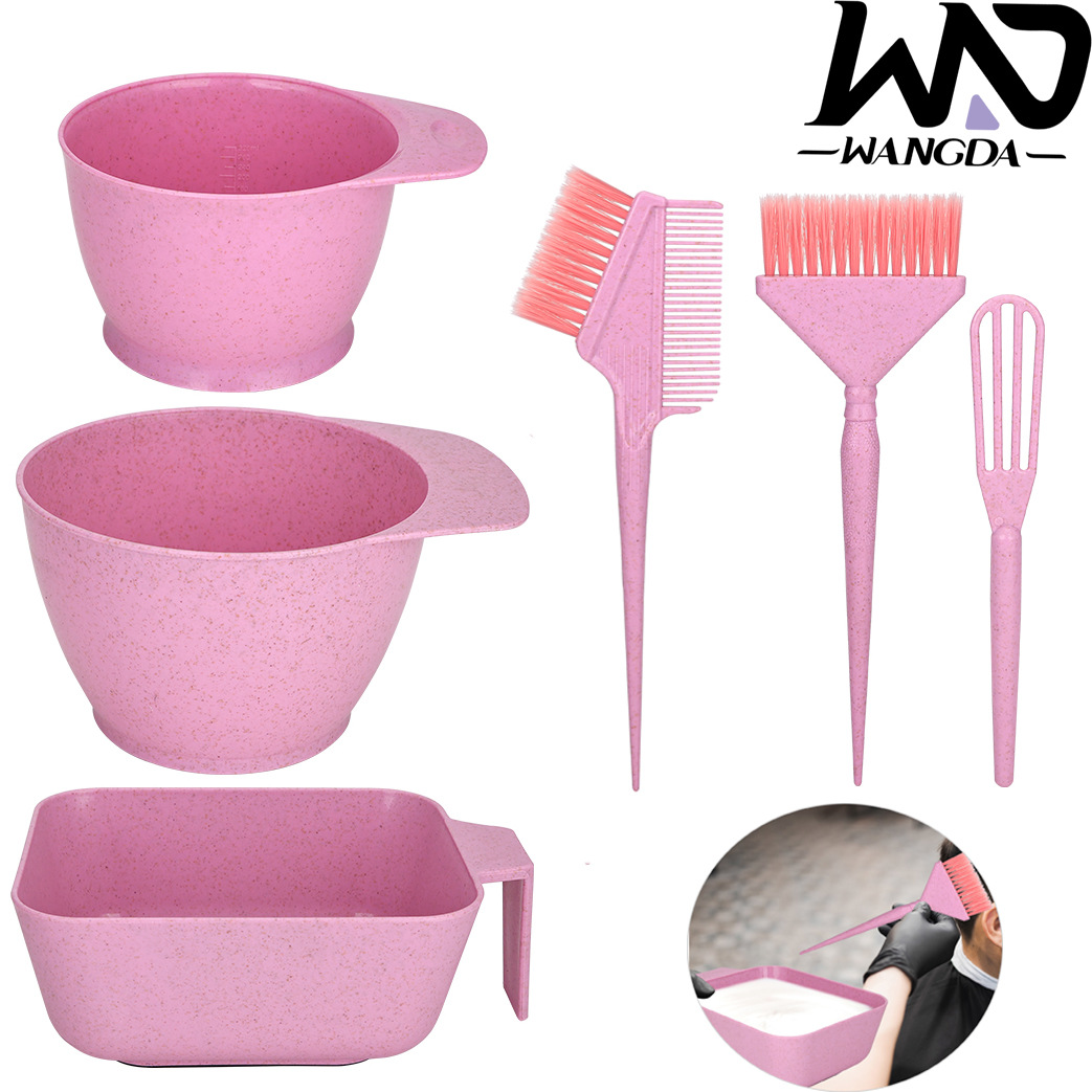 Comercio exterior nuevo salón de peluquería especial tinte de cabello de paja de trigo tinte de cabello de plástico tinte de cabello de aceite tinte de cabello set de seis piezas