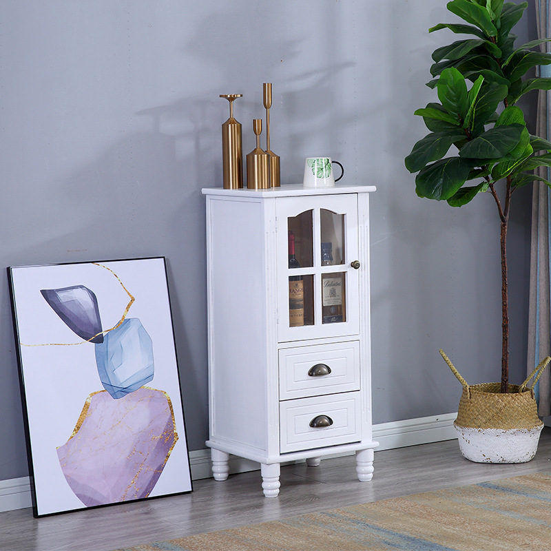 American retro meseta de cabecera de madera sólida hendidura pequeño vinícola tipo cajón 40CM gabinete de almacenamiento TV sala de estar vertical