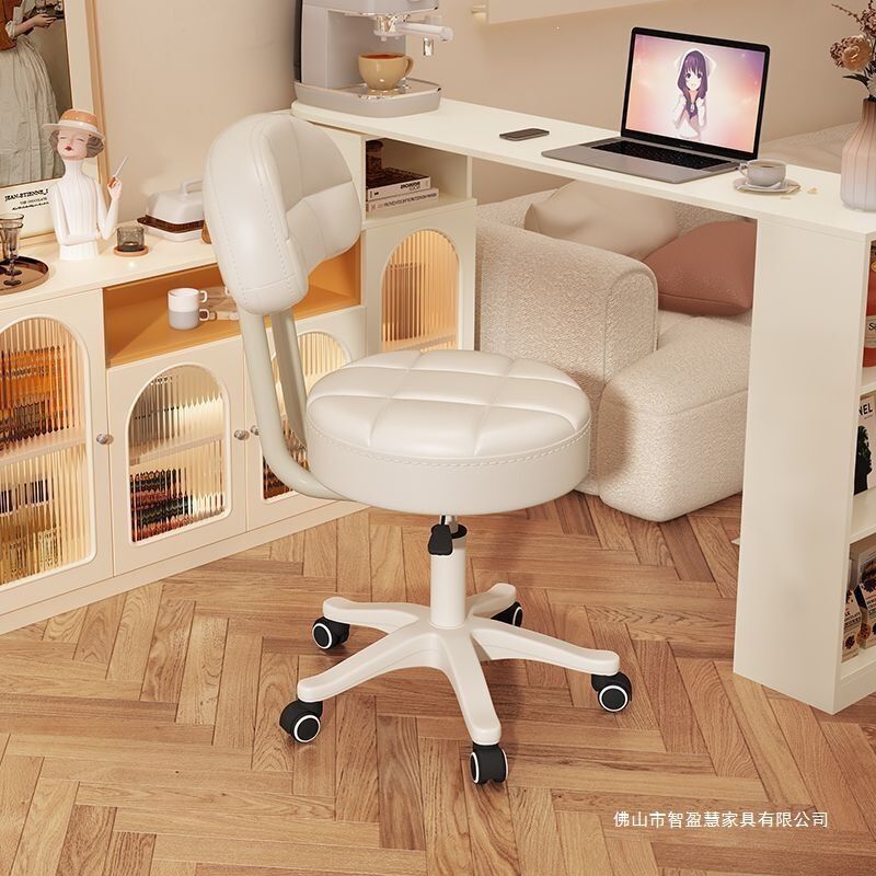 Swivel Desk Chair with Wheels, Home Office Chair, Rolling Stool, Makeup Stool, Round Stool, Beauty Chair, Swivel Chair for Beauty Salon