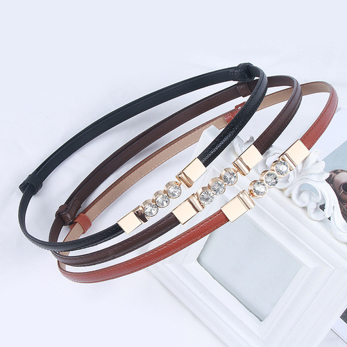 Belt Women's Thin Decorative Dress Simple Black Rhinestone Button Waistband Women's Versatile Belt Women's Dress Suit