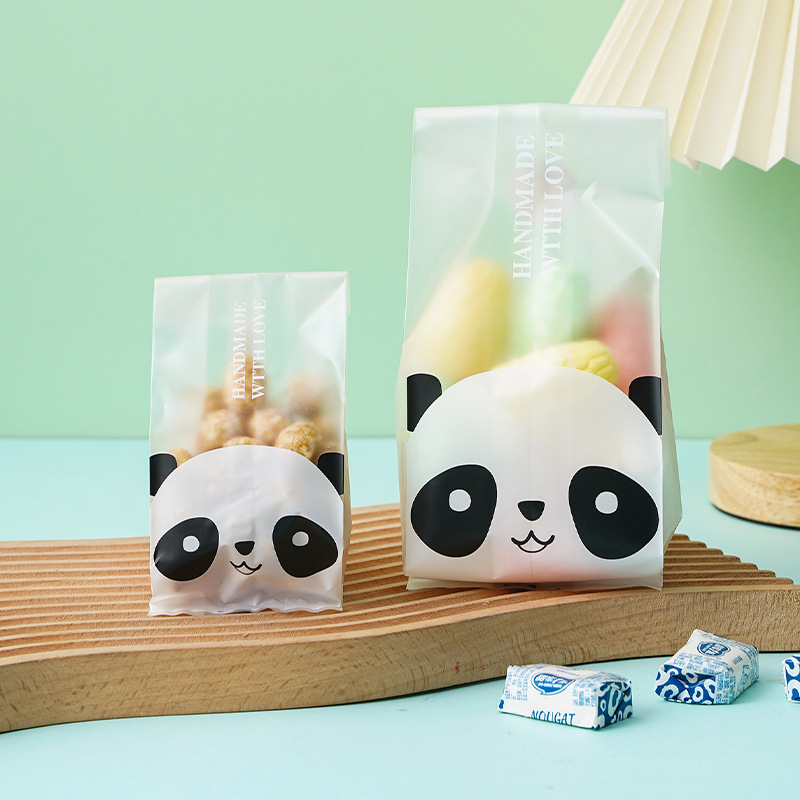50 Cartoon Baby Panda Self-Sealing Bags, Cookie Cranberry Marshmallow Snowflake Nuts Button Biscuit Bag Candy Bag 