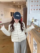 针织拼接羽绒棉服外套女2025冬季新款设计感小个子立领短款棉衣潮