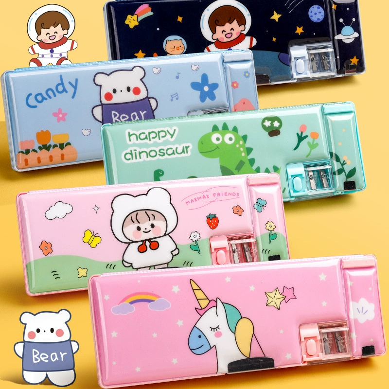 Children's universal plastic double-layer pencil case for boys for elementary school students for kindergarten, new collection