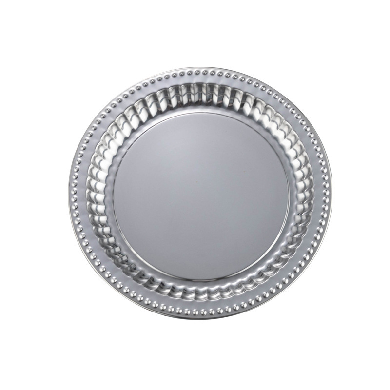 Stainless Steel Plate Household Thickened Disc Flat Plate Iron Plate Shallow Plate Dinner Plate Tray Flat Plate Serving Plate Commercial Indian Plate