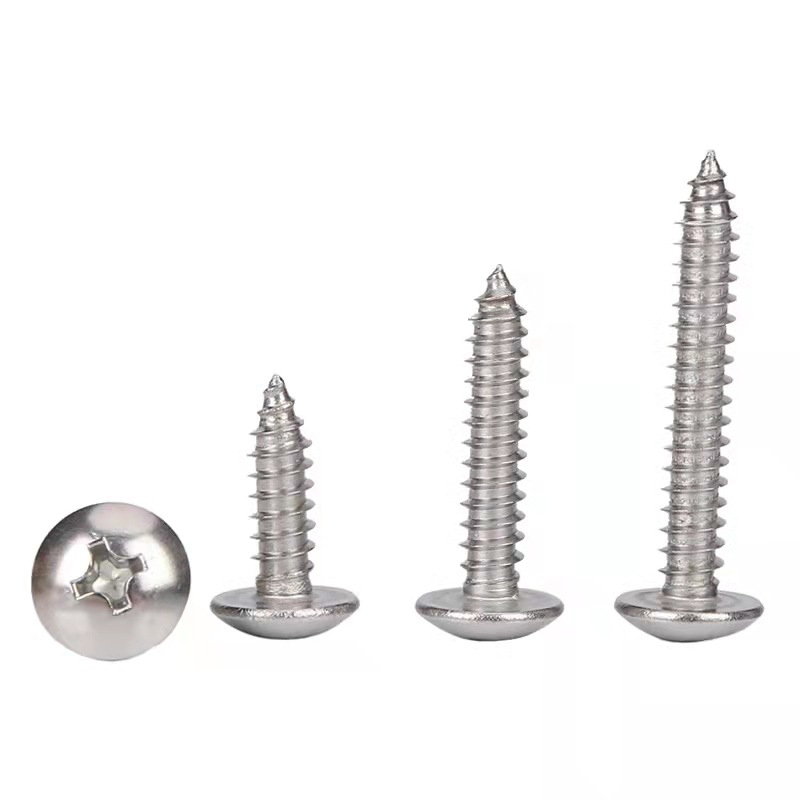 201 Stainless Steel Cross Flat Head Self-Tapping Screws Mushroom Head Cross Large Head Self-Tapping Screws M3M4M5