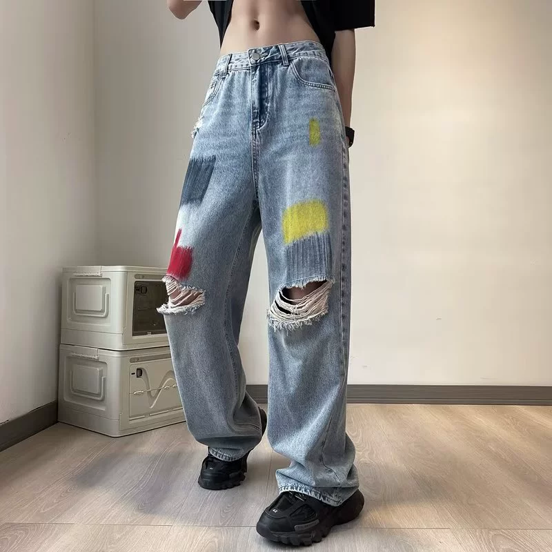 Джинсы летние Tide, модные брюки, свободный прямой крой