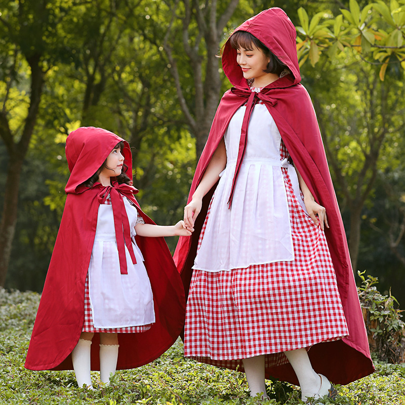 新款童话故事小红帽演出服 万圣节服装 话剧舞台表演 亲子装