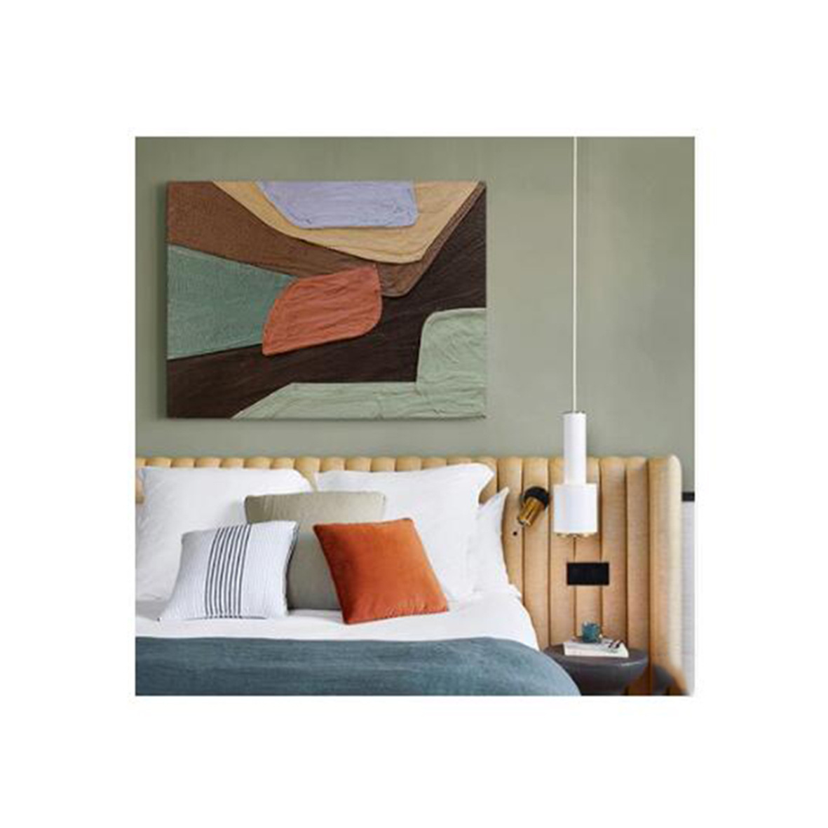 现代简约 手工布艺 几何艺术客厅油画抽象卧室挂画|ms