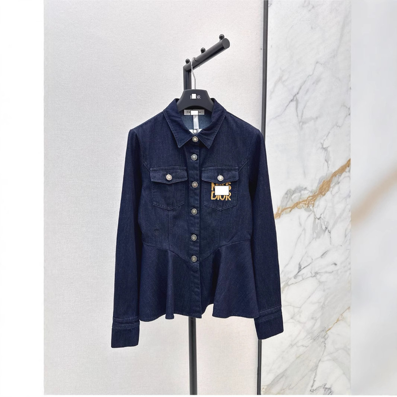 Shenzhen Nanyou 2025 Early Spring Embroider Exquisite Sweet and Cool Age-Reducing Waist Pleated Small a Denim Shirt Long Sleeves Shenzhen Nanyou 2025 Early Spring Embroider Exquisite Sweet and Cool Age-Reducing Waist Pleated Small a Denim Shirt Long Sleeves